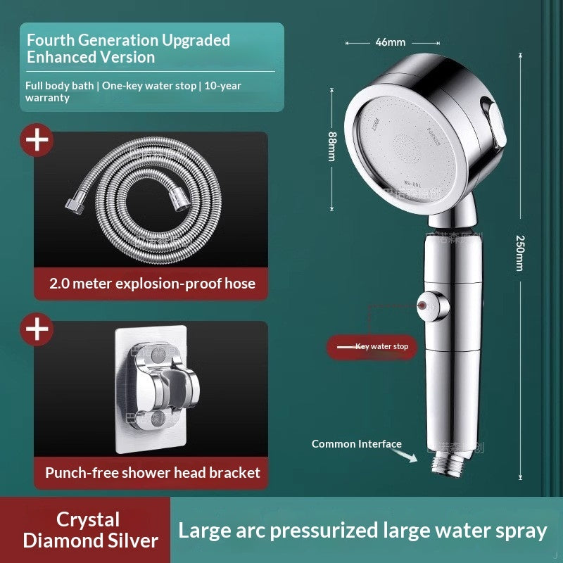 New Powerful Turbo Shower Head Ultra-strong Pressure Shower Faucet One-click Water Stop Shower Spray