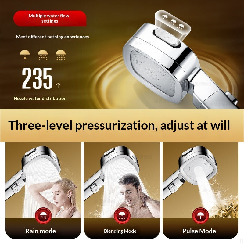 New Powerful Turbo Shower Head Ultra-strong Pressure Shower Faucet One-click Water Stop Shower Spray